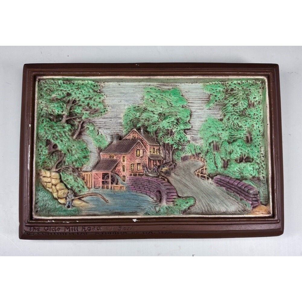 Vntg Chalware Frame 3D Art The Olde Mill 1978 Continental Studios of GA Signed